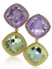 ROSE DE FRANCE, GREEN AMETHYST, AND RHODOLITE GARNETS ROYAL DROP EARRINGS IN WHITE AND YELLOW GOLD
