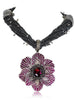 RUBELLITE TOURMALINE, RUBY, AND DIAMOND CORONARIA NECKLACE PENDANT IN WHITE GOLD