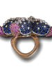 DIAMOND, BLUE AND PINK SAPPHIRE STARFISH RING IN ROSE AND WHITE GOLD