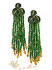 GOLD LEAF DROP EARRINGS WITH CHROME DIOPSIDE AND TSAVORITES