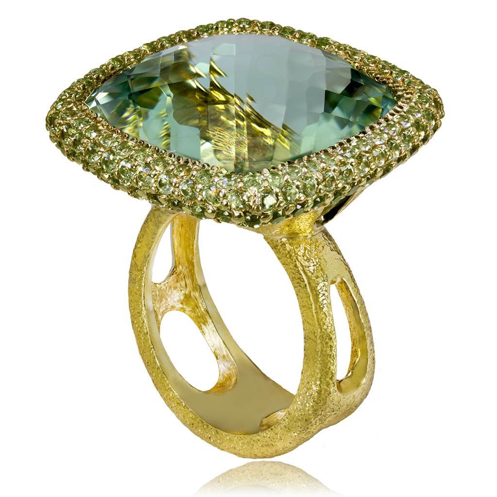 Gold Royal Ring with Green Amethyst & Peridot&n...