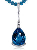 BLUE TOPAZ AND DIAMOND WHITE GOLD SWAN PENDANT