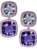 ROSE DE FRANCE AMETHYST AND RHODOLITE GARNETS ROYAL DROP EARRINGS IN WHITE GOLD