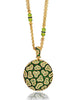 CHROME DIOPSIDE, PERIDOT, AND DIAMOND FINE LACE PENDANT IN YELLOW GOLD
