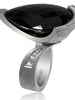 BLACK ONYX AND DIAMOND WHITE GOLD SWAN RING