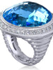 BLUE TOPAZ AND DIAMONDS GOLD SYMBOLICA RING