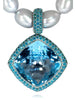 BLUE AND PARAIBA TOPAZ WITH PEARLS ROYAL NECKLACE AND PENDANT IN WHITE GOLD