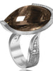 SMOKY QUARTZ AND DIAMOND WHITE GOLD SWAN RING