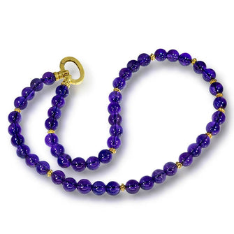 AMETHYST BEAD NECKLACE IN YELLOW GOLD