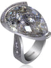 RUTILATED QUARTZ AND DIAMOND WHITE GOLD SWAN RING