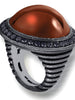 CARNELIAN AND BLACK SPINEL SYMBOLICA RING IN OXIDIZED SILVER