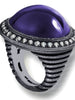 JAPANESE AMETHYST AND WHITE TOPAZ SYMBOLICA RING IN OXIDIZED SILVER