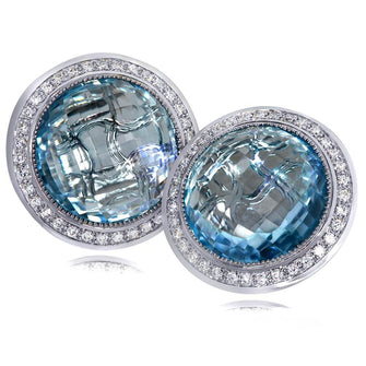 BLUE TOPAZ AND DIAMONDS GOLD SYMBOLICA EARRINGS