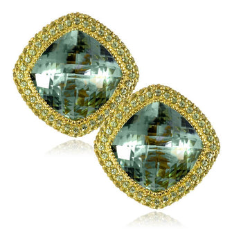 GREEN AMETHYST AND PERIDOT ROYAL EARRINGS IN YELLOW GOLD