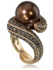 ROSE GOLD TWIST RING WITH CHOCOLATE SOUTH SEA PEARL AND COGNAC DIAMONDS