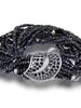 BLACKENED GOLD LEAF BRACELET WITH BLACK DIAMONDS AND BLACK SPINEL