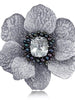 WHITE TOPAZ AND PEARL CORONARIA BROOCH PENDANT IN SILVER AND PLATINUM