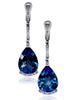 BLUE TOPAZ AND DIAMOND WHITE GOLD SWAN DROP EARRINGS