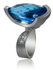 BLUE TOPAZ AND DIAMOND WHITE GOLD SWAN RING