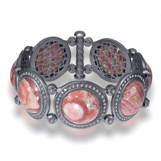 Silver Symbolica Bracelet with Rhodochrosite & Diamonds