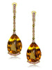HONEY CITRINE AND PINK SAPPHIRES YELLOW GOLD SWAN DROP EARRINGS