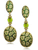 CHROME DIOPSIDE, PERIDOT, AND DIAMOND FINE LACE DROP EARRINGS IN YELLOW GOLD