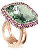 GREEN AMETHYST AND RHODOLITE GARNET ROYAL RING IN ROSE GOLD