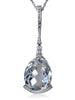 WHITE QUARTZ AND DIAMOND WHITE GOLD SWAN PENDANT ON CHAIN