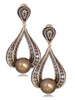 ROSE GOLD TWIST EARRINGS WITH CHOCOLATE SOUTH SEA PEARL AND COGNAC DIAMONDS