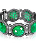 GREEN AGATE, WHITE QUARTZ DOUBLET WITH WHITE TOPAZ SYMBOLICA BRACELET IN OXIDIZED SILVER