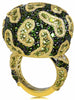 CHROME DIOPSIDE, PERIDOT, AND DIAMOND FINE LACE RING IN YELLOW GOLD