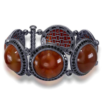 CARNELIAN AND BLACK SPINEL SYMBOLICA NECKLACE IN OXIDIZED SILVER