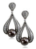WHITE GOLD TWIST EARRINGS WITH TAHITIAN PEARL, DIAMONDS AND CONTRAST TEXTURE