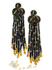 GOLD LEAF DROP EARRINGS WITH BLACK SPINEL