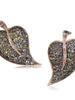 CHAMPAGNE DIAMONDS AND BLACKENED ROSE GOLD LEAF EARRINGS