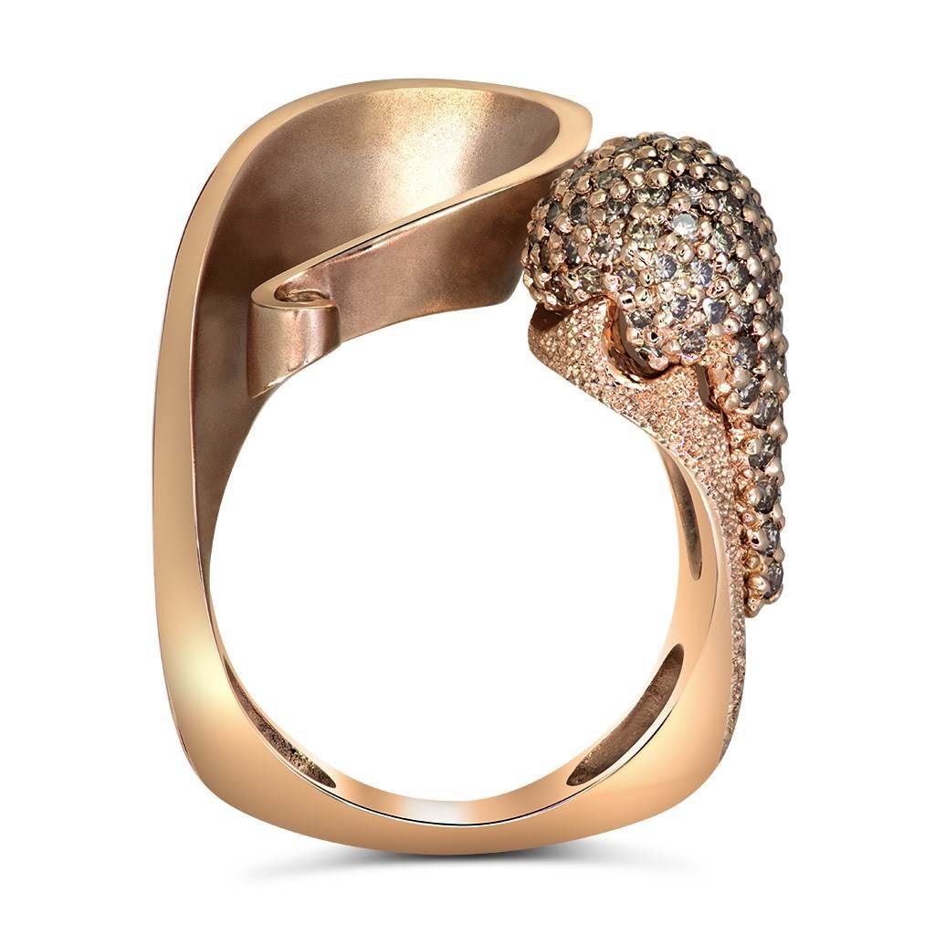 Caliga Ring Gold Calla Ring with Champagne Diamonds