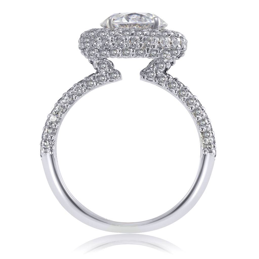 Stardust Diamond Halo Crescent Engagement Ring ...