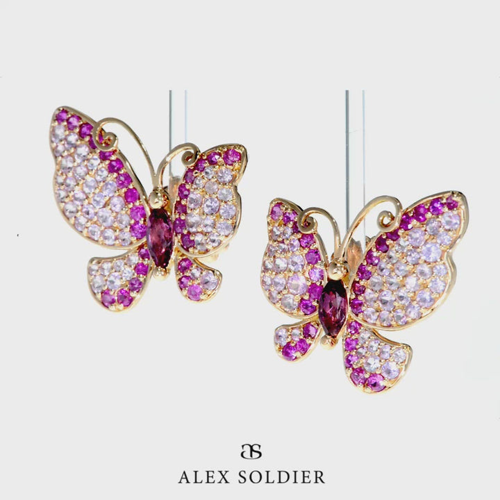 Alex Soldier Gold Butterfly Earrings with Topaz & Sapphires