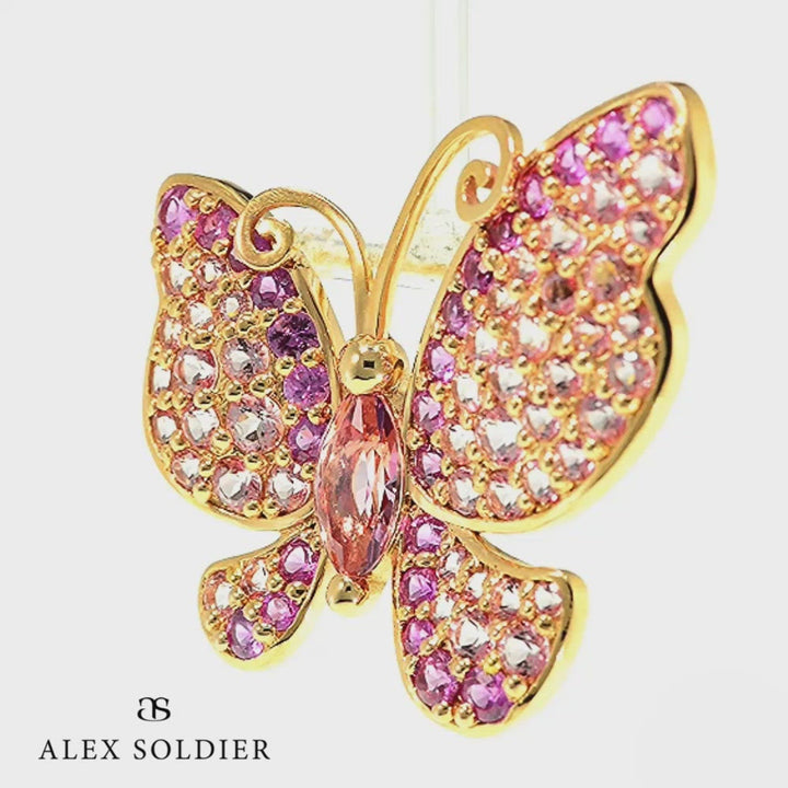 Alex Soldier Gold Butterfly Pin with Topaz & Sapphires