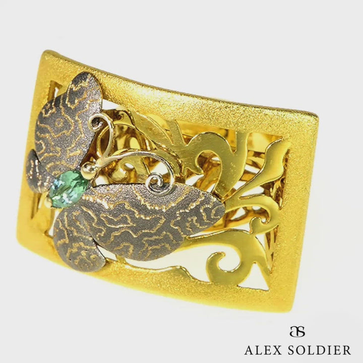 Alex Soldier Gold Butterfly Ring with Tourmaline